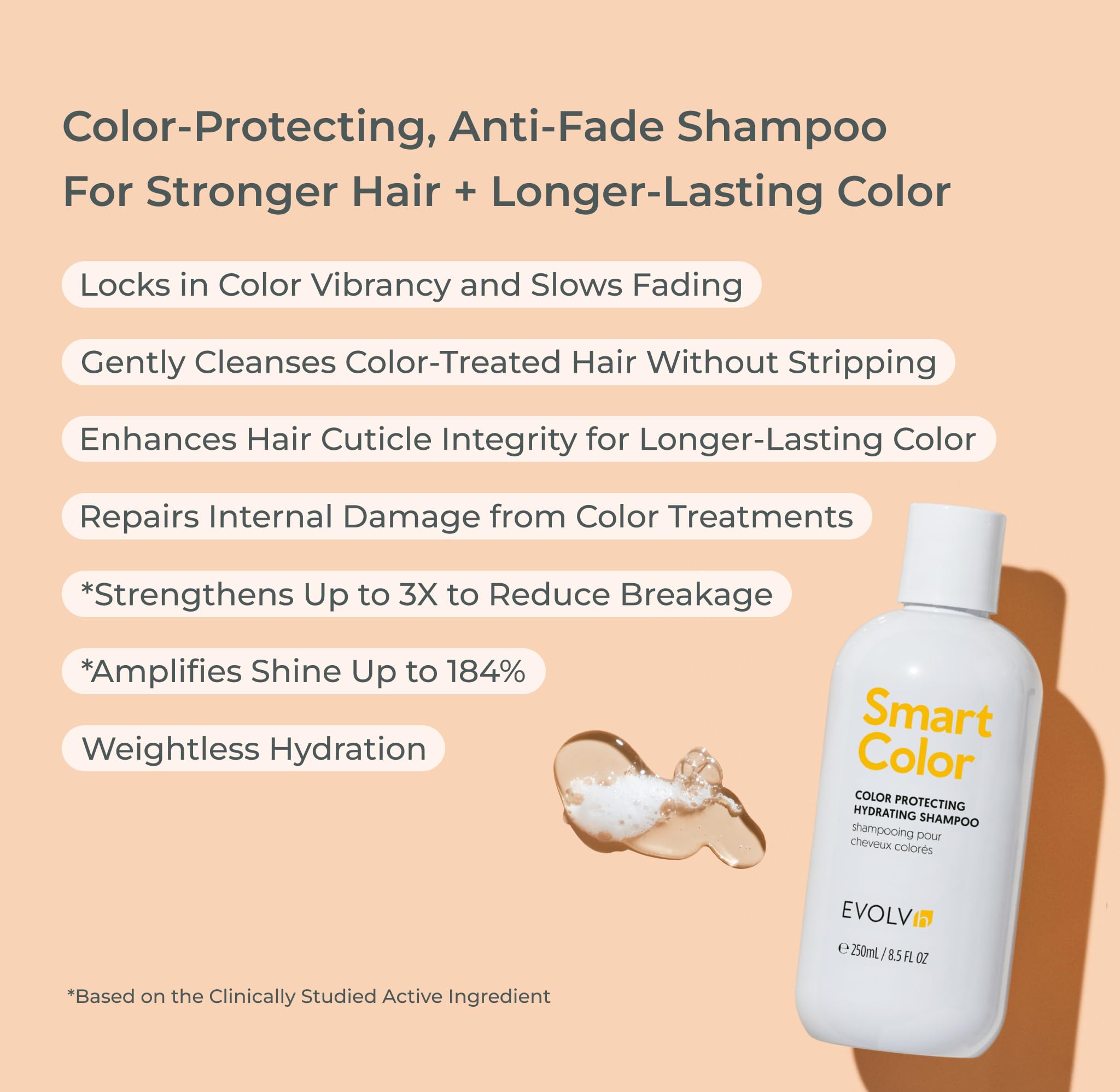 Versement fluide du Shampoing SmartColor EVOLVh révélant sa mousse onctueuse