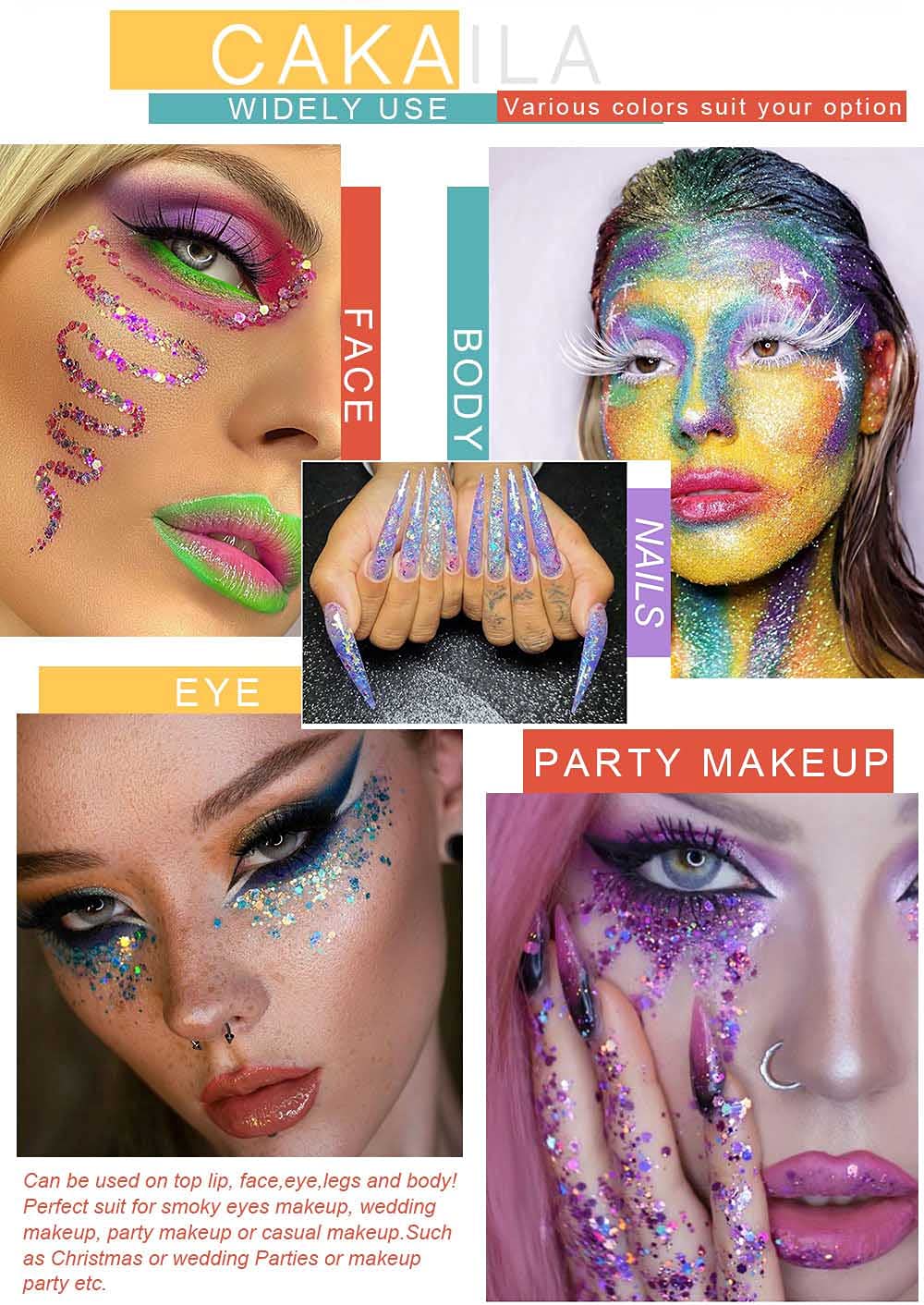 Utilisations polyvalentes evpct cakaila pour yeux, lèvres, joues et corps.