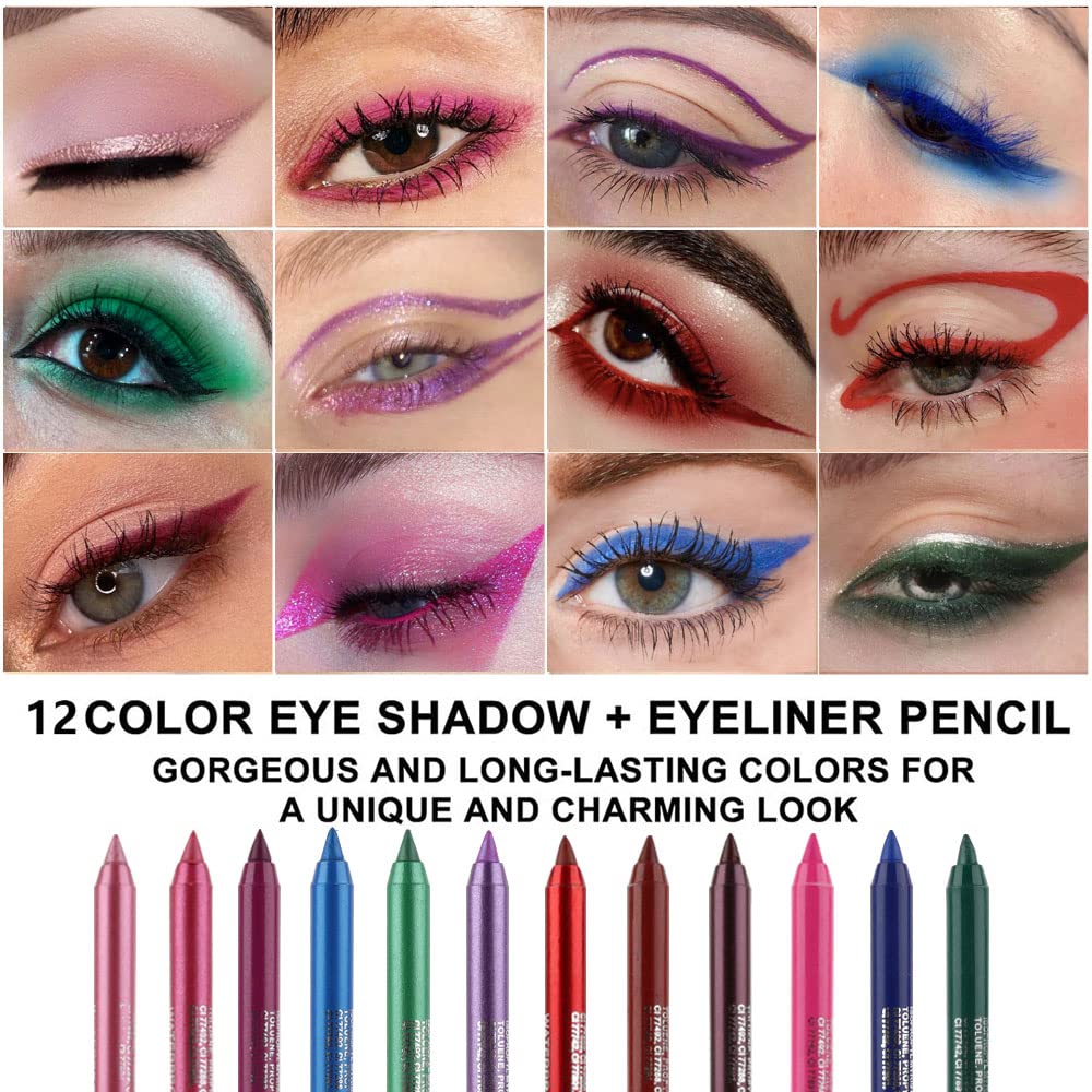 evpct crayons yeux 12 couleurs mat et métallique pour un effet sophistiqué