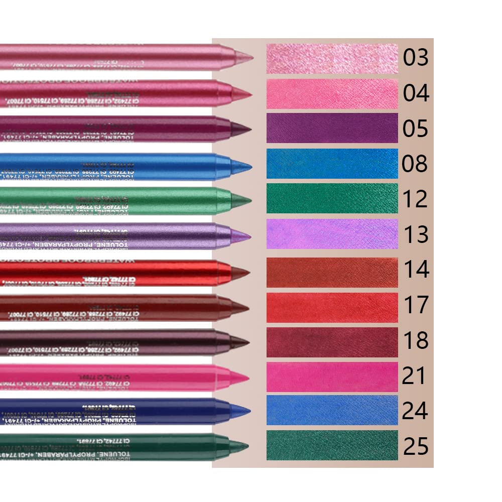 evpct crayons yeux 12 couleurs à paillettes et perles pour un éclat subtil