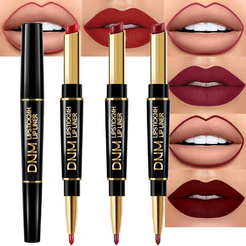 evpct ensemble 3pcs: crayon contour lèvres et stylo rouge sombre pour tracé précis
