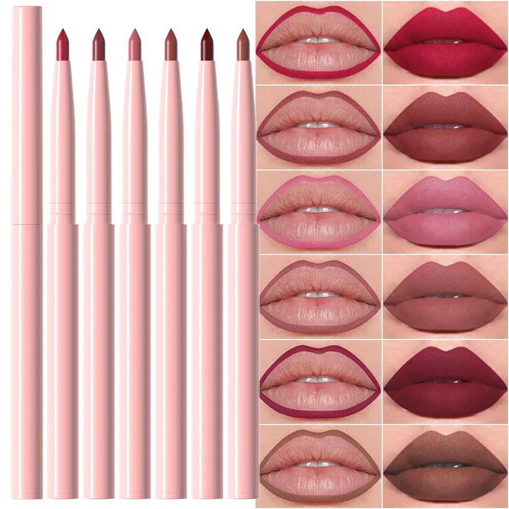 Evpct ensemble de 6 crayons contour des lèvres rétractables pour définition précise