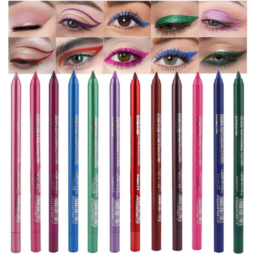evpct ensemble crayons yeux 12 couleurs prêt pour tous les styles et longue tenue