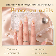 Ongles evpct boheme 3D avec étoiles-or nude, look élégant et durable.