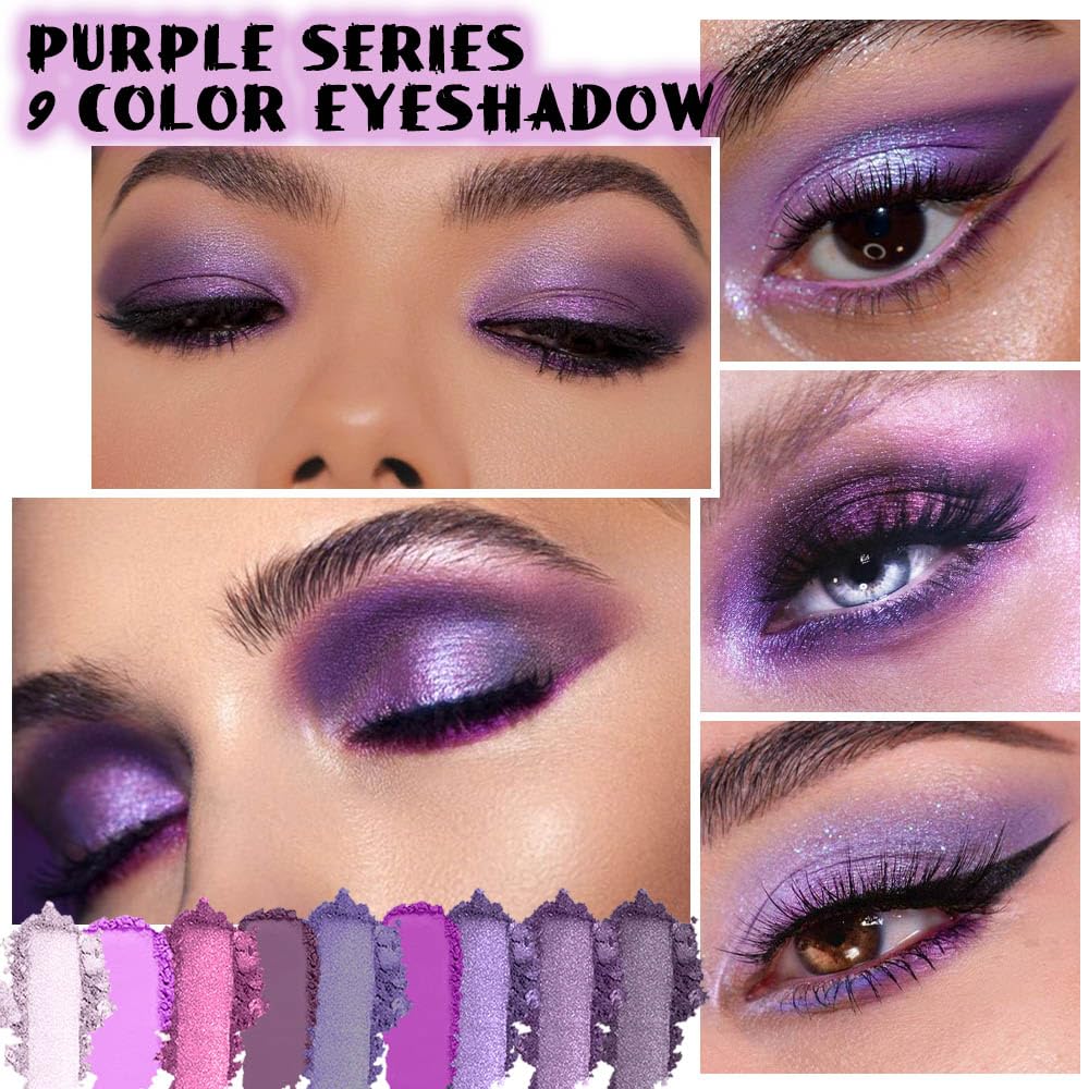 Ombres evpct lavande-violet glitter métalliques pour un éclat lumineux.