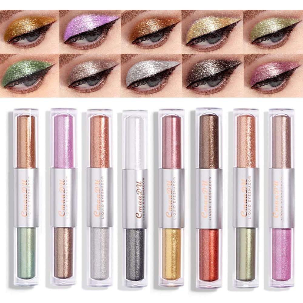 Ombres liquides pailletées Evpct—palette 16 teintes pour divers looks.