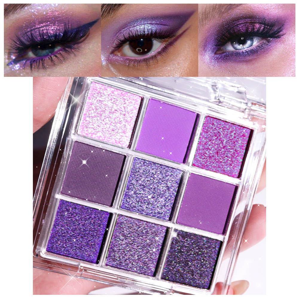 Palette evpct à 9 couleurs glitter pour des looks variés et pigmentés.