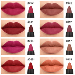 evpct rouge a levres mat prune, texture veloute et longue tenue.