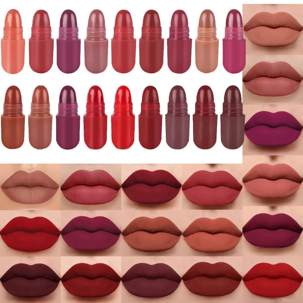 evpct rouge a levres mini matte ensemble de 18 teintes, tenue longue durée possible.