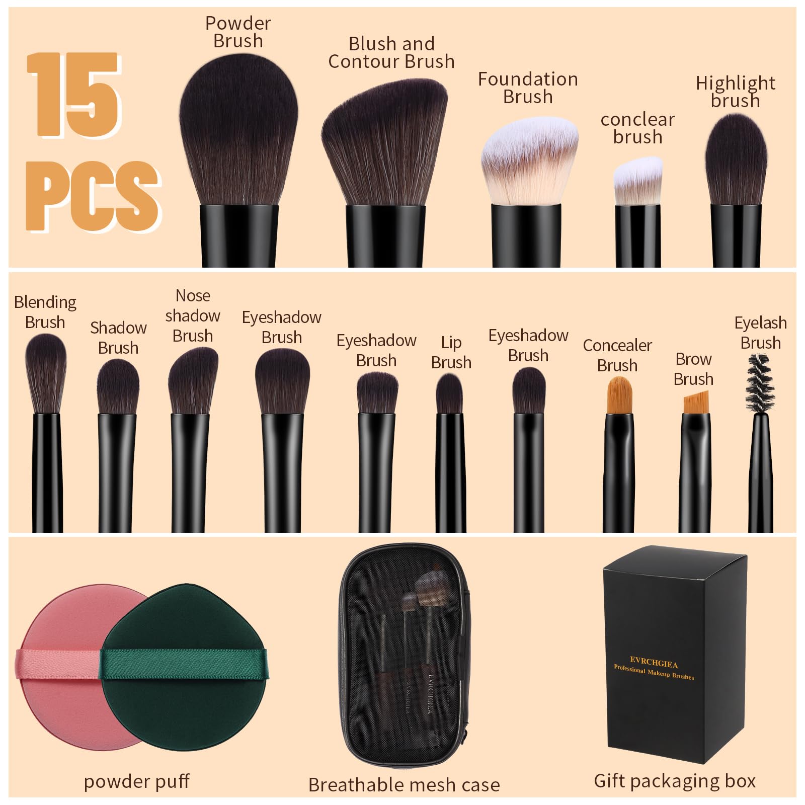 EVRCHGIEA éponges maquillage duo humide et sèche, finis naturels