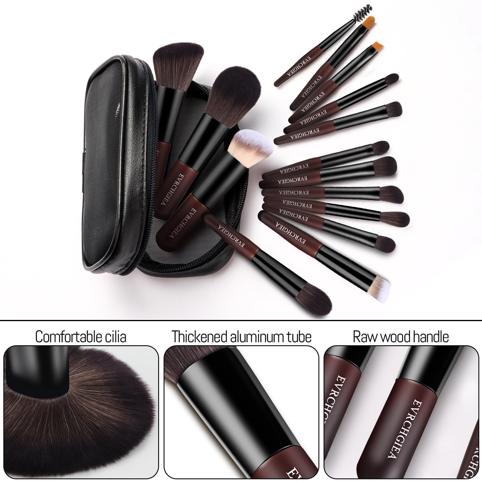 EVRCHGIEA pinceaux maquillage 15 pièces pour teint et yeux