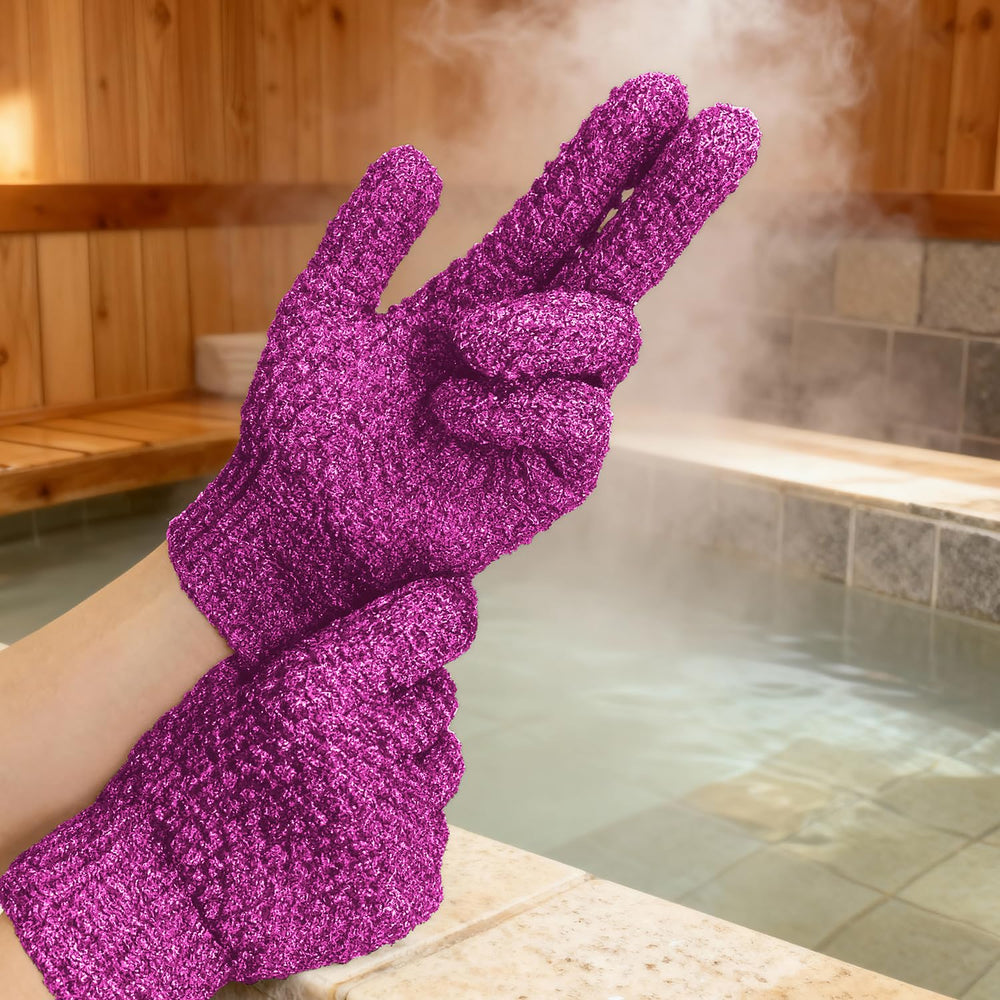 Evridwear gants-douche-double-texture massage stimulant la circulation pendant l'utilisation.