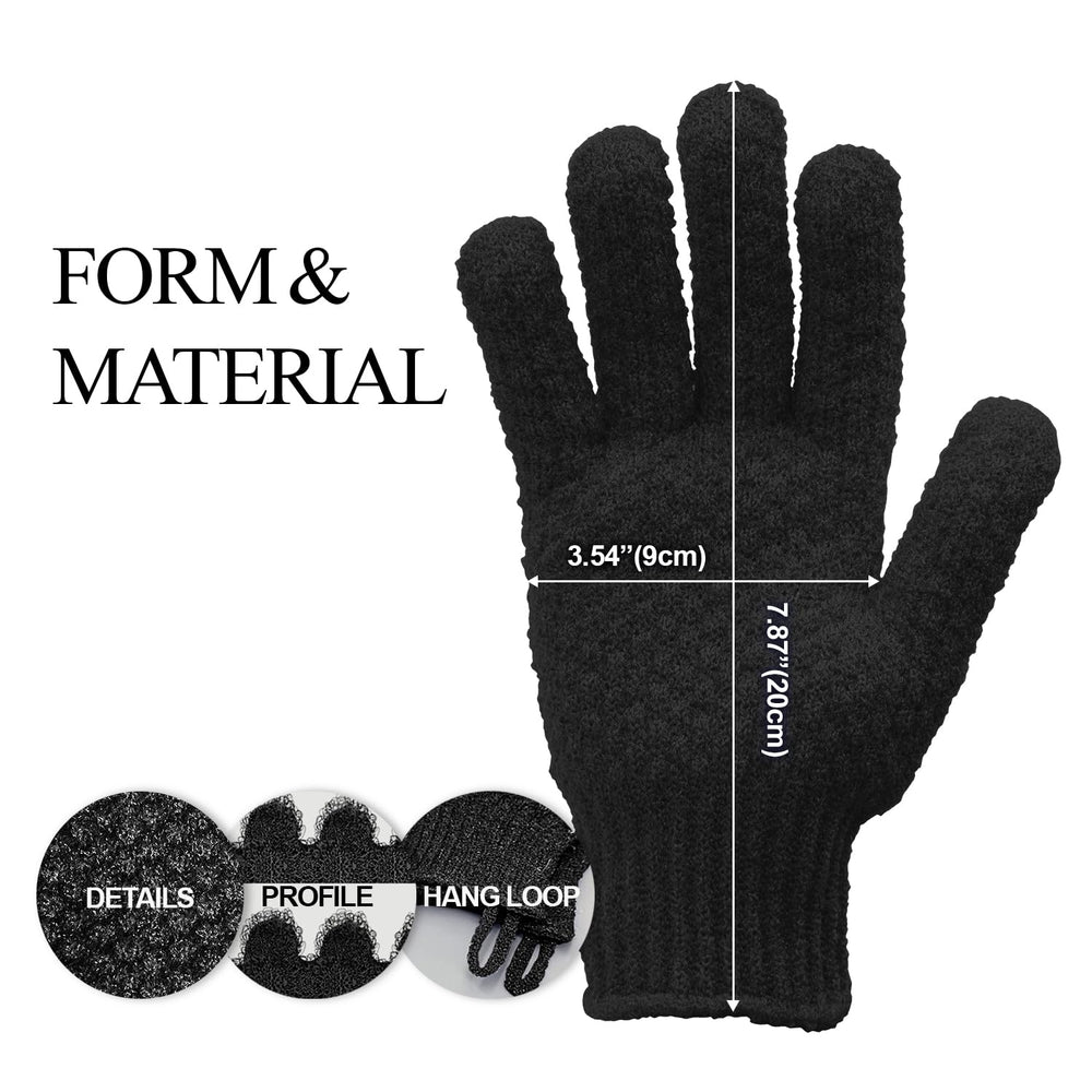 Détails de grains fins des gants Evridwear pour une exfoliation précise.