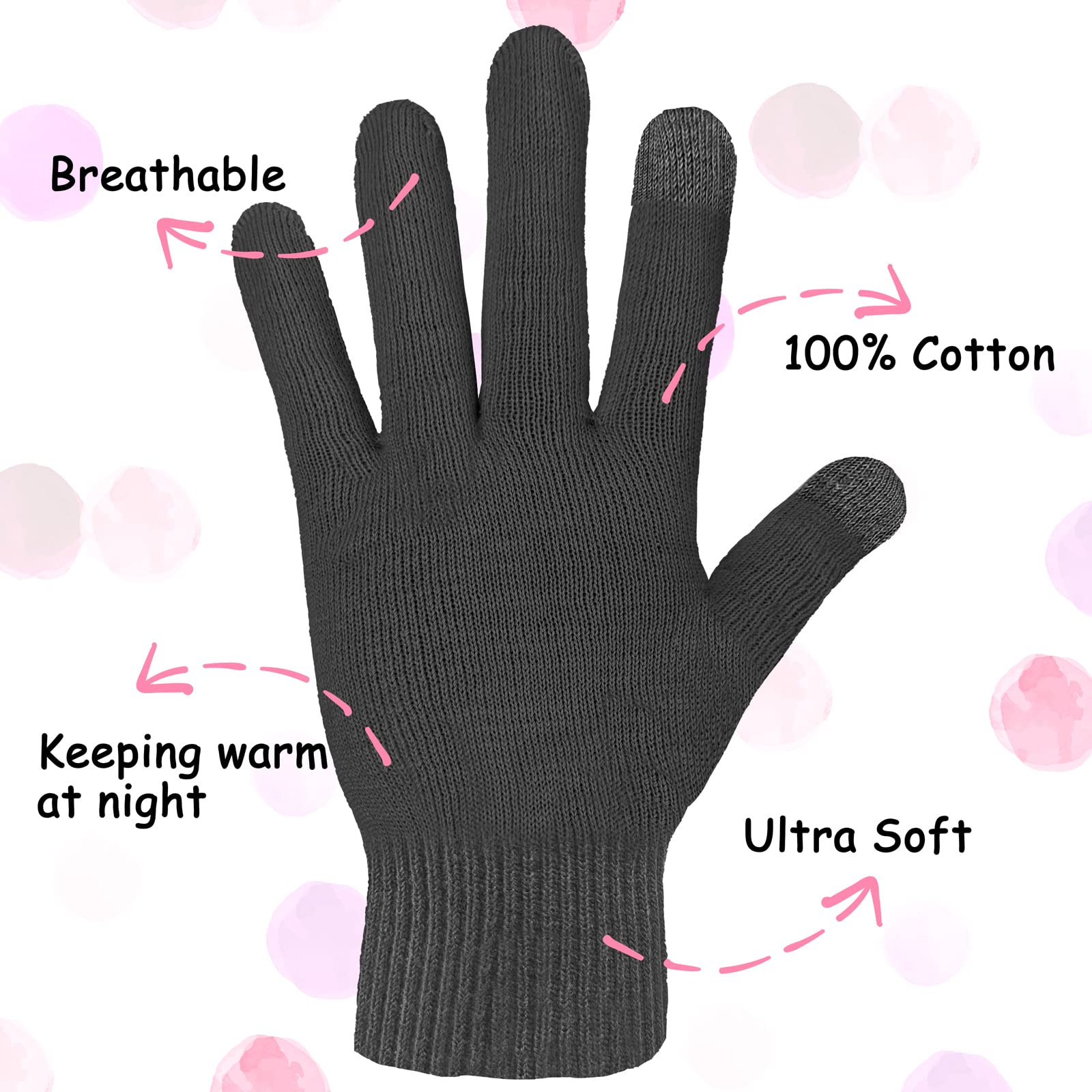 Gants Evridwear pour soin nocturne, peau douce au réveil.