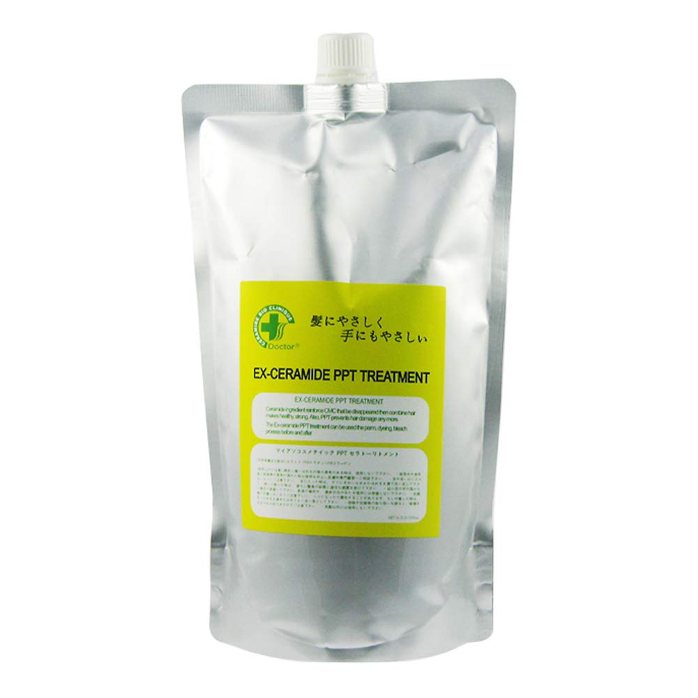 Ex Ceramide PPT Treatment bottle pour shows silky texture for easy application and hydration.