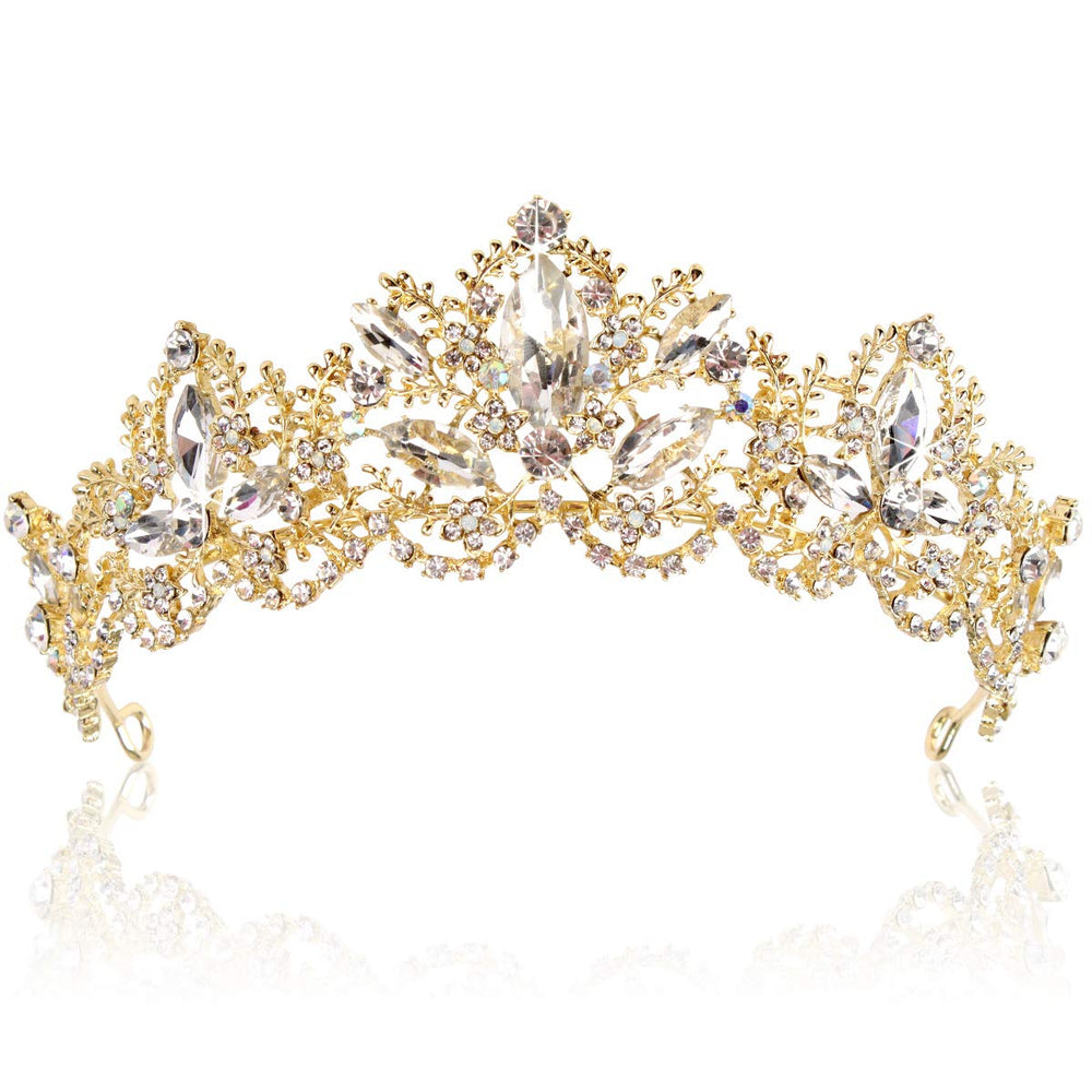 Exacoo couronne diadème en or avec cristaux étincelants pour un effet glamour.