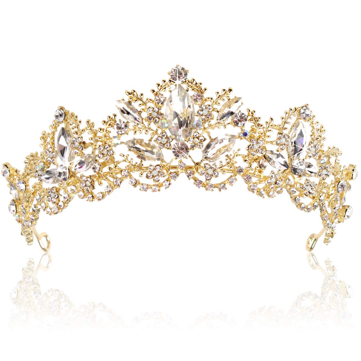 Exacoo couronne diadème en or avec cristaux étincelants pour un effet glamour.