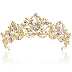 Exacoo couronne diadème en or avec cristaux étincelants pour un effet glamour.