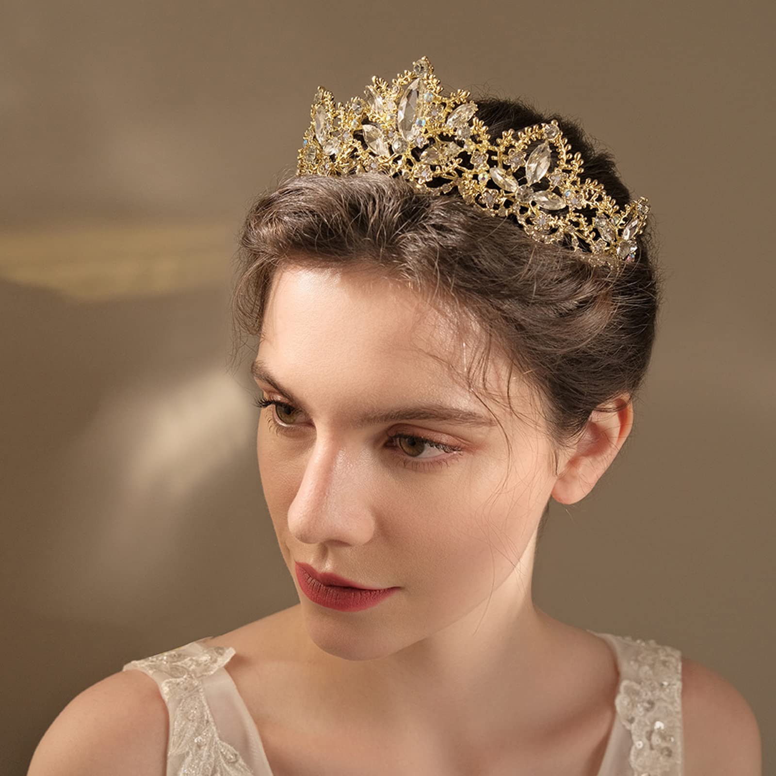 Exacoo couronne diadème or luxueuse pour un style princier sur les occasions.