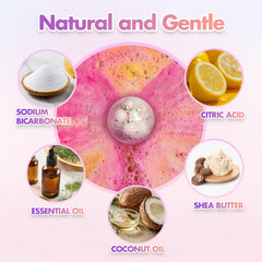 Bombe de bain myrtille Excalla: bulles colorées et parfum fruité.