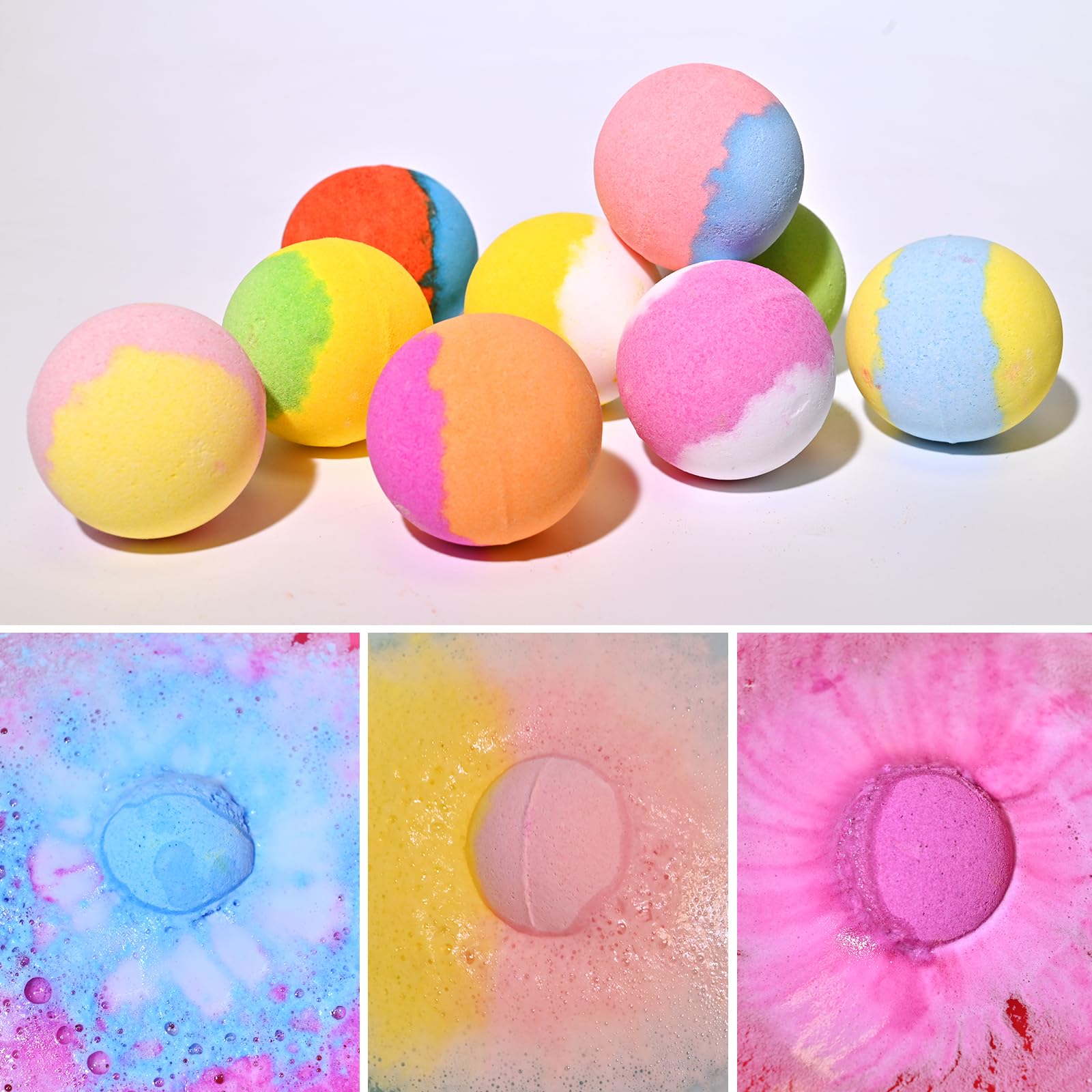 Bombes de bain Excalla avec parfums variés pour des sensations agréables.