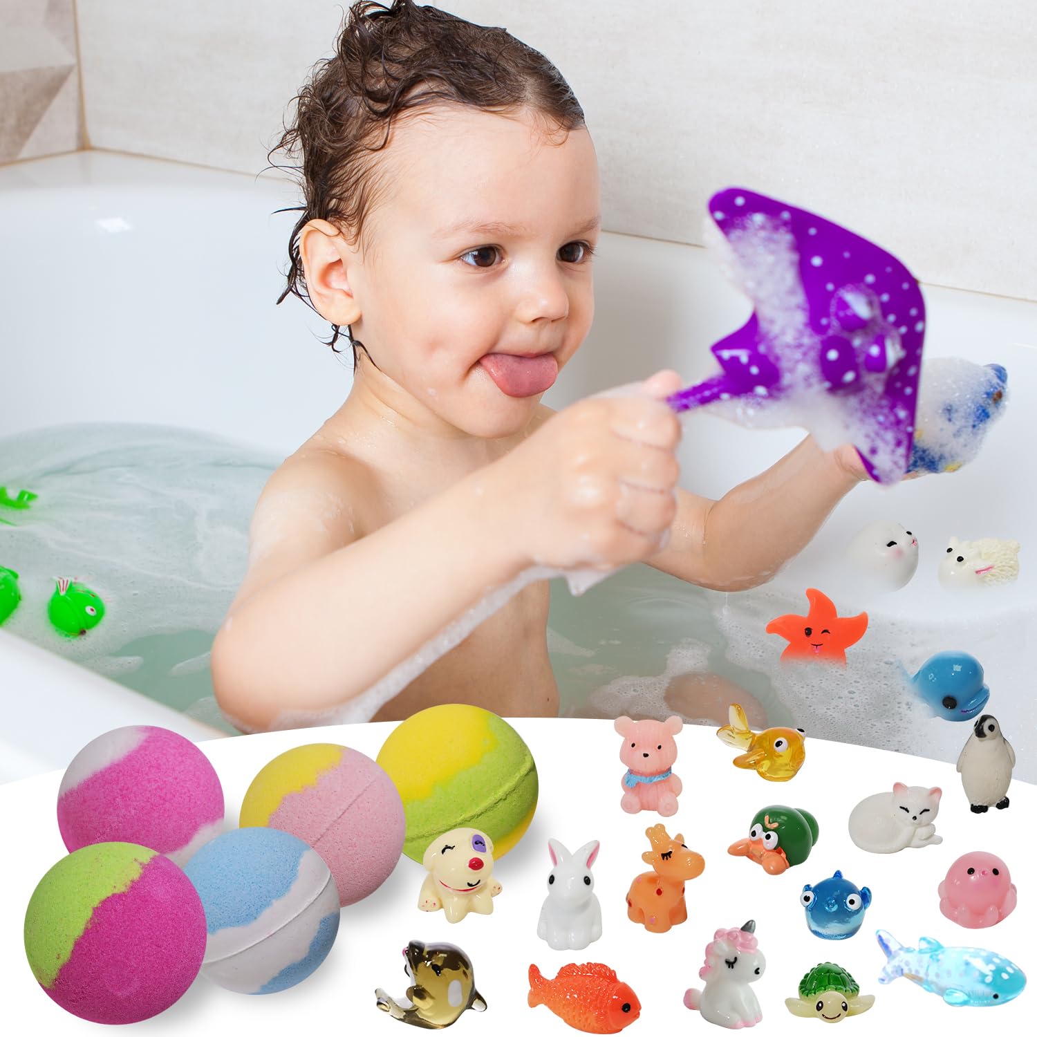 Bombes Excalla sans taches sur la baignoire, nettoyage facilité.