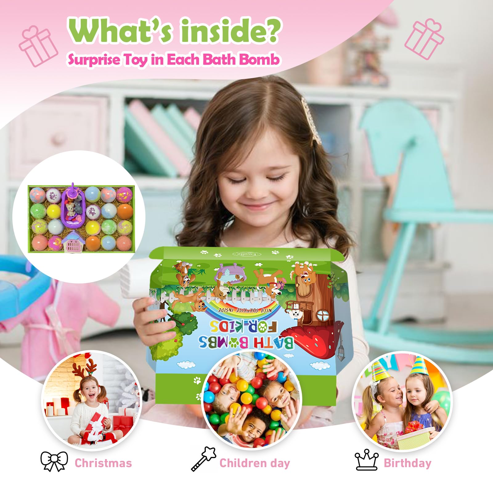 Excalla Emballage Coloré Bain—parfait comme cadeau de fête.