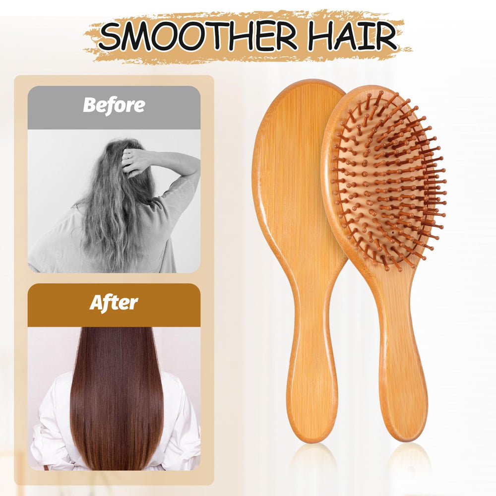 Exclaith brosse-cheveux-bambou-antistatique : brins naturels réduisant les frisottis.