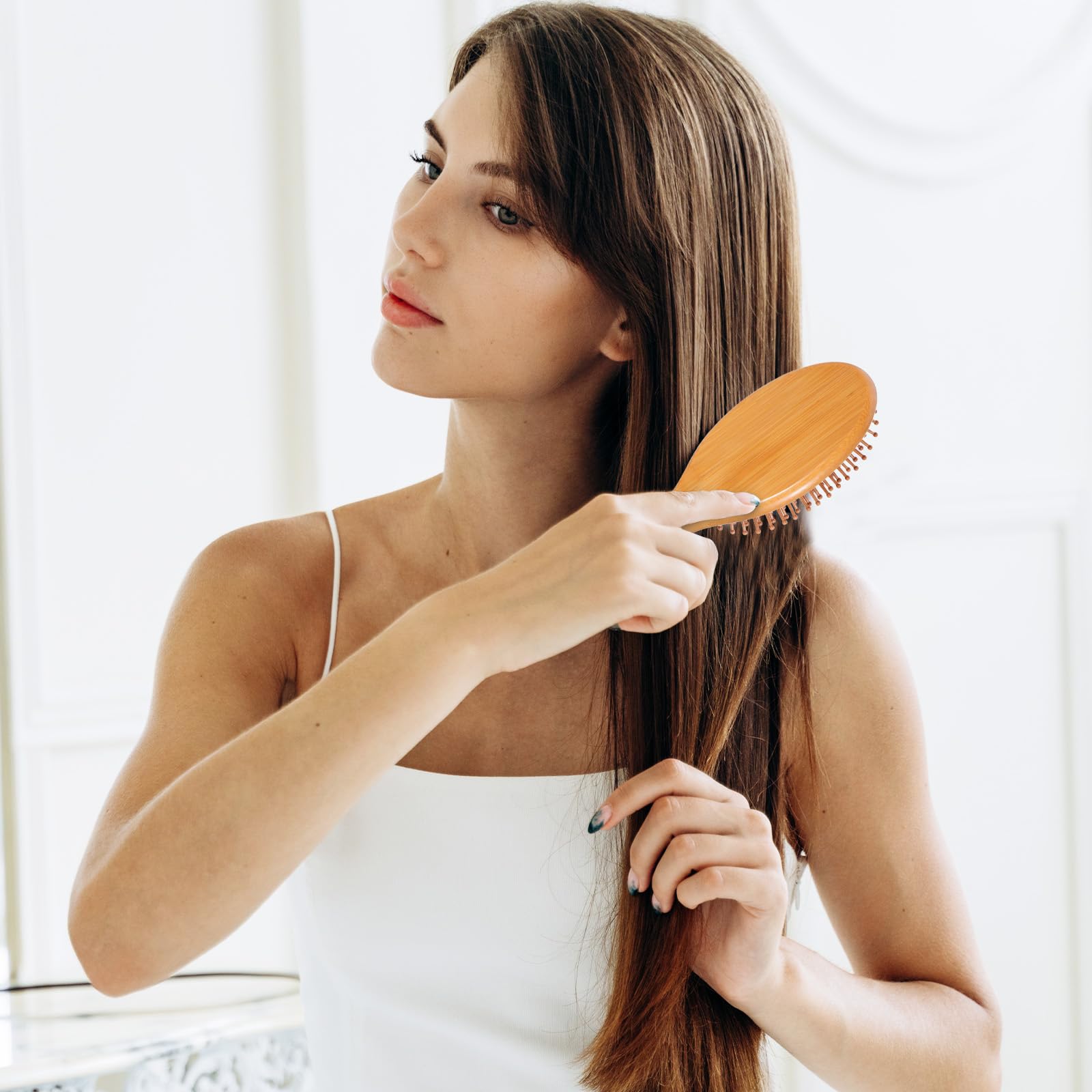 Exclaith brosse-cheveux-bambou-voyage : format compact pour sac.