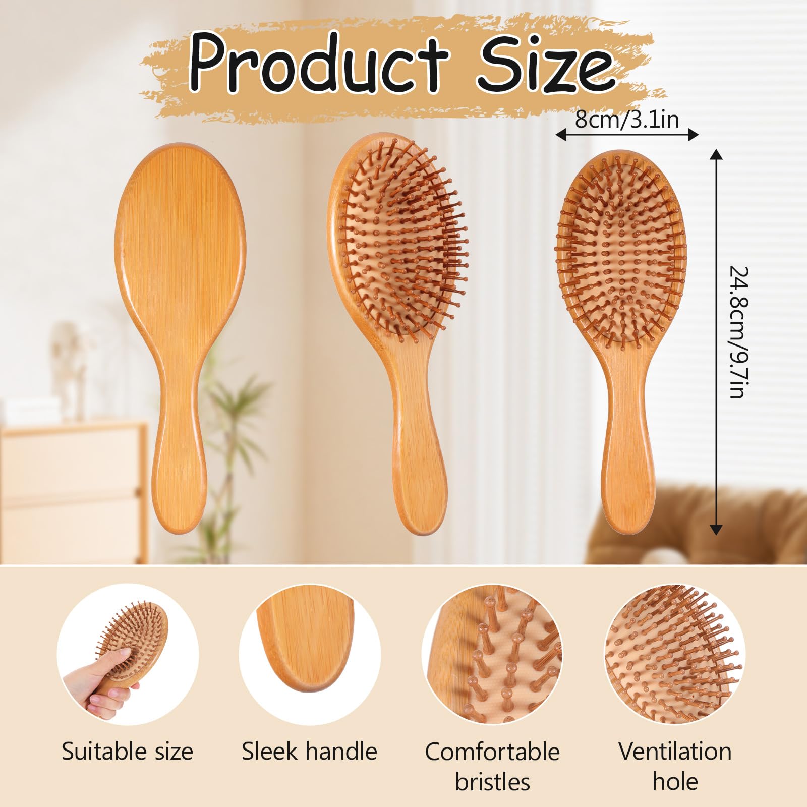 Exclaith ensemble-brosses-cheveux-bambou : kit généreux pour cadeaux personnalisés.