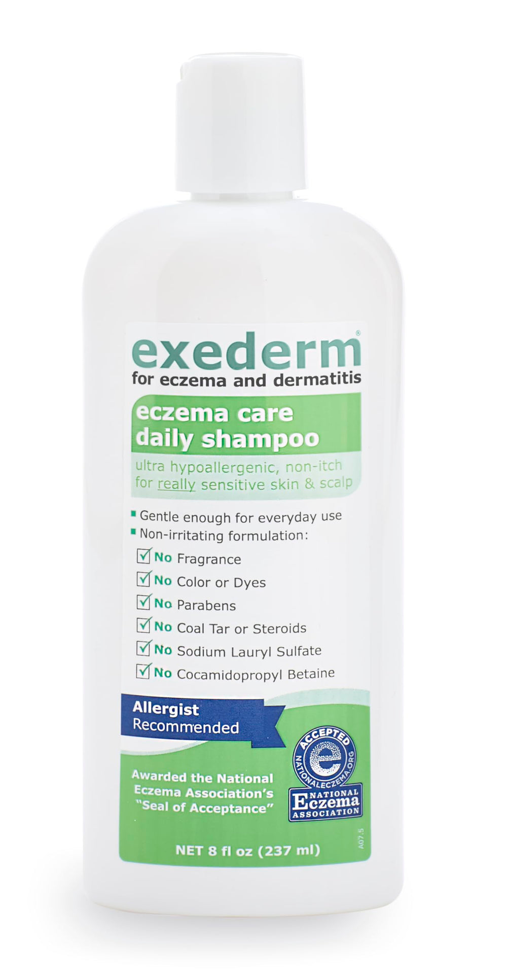 Exederm Shampoing apaisement eczéma, réduction des irritations.