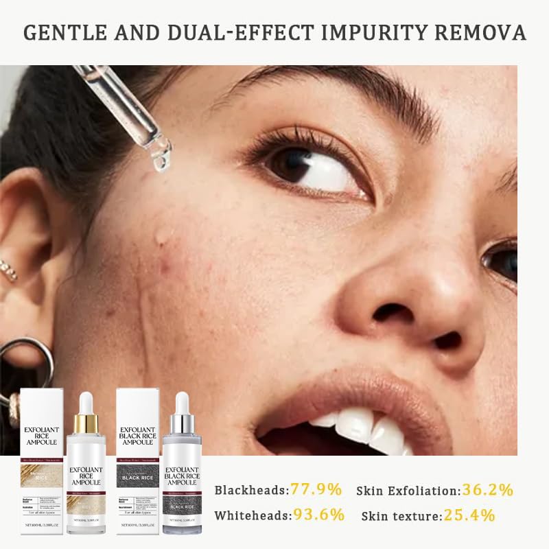 Exfoliant Riz Noir et Blanc – sérum hydratant pénètre rapidement.