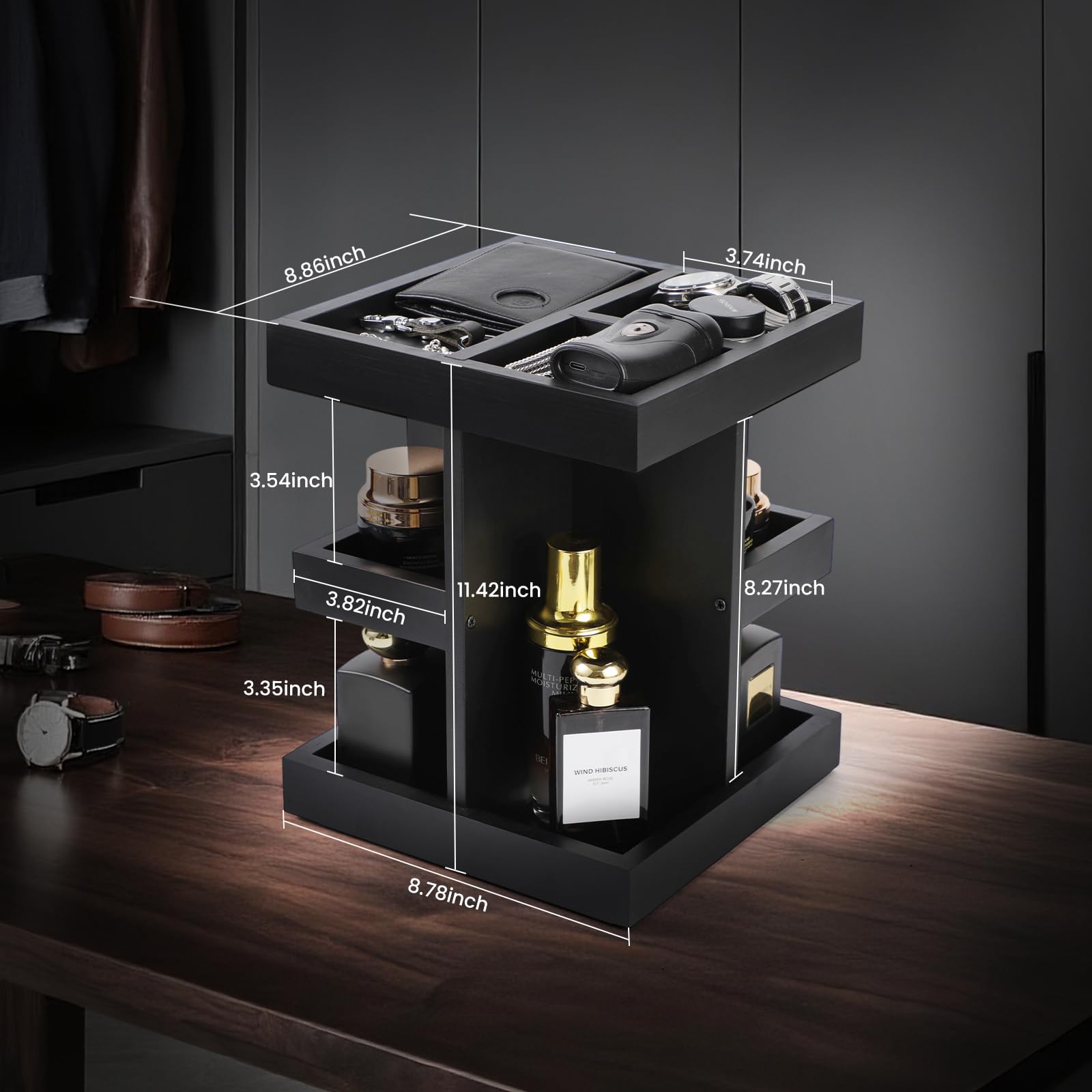 EXIN DECHEN présentoir Cologne pin naturel, design durable.