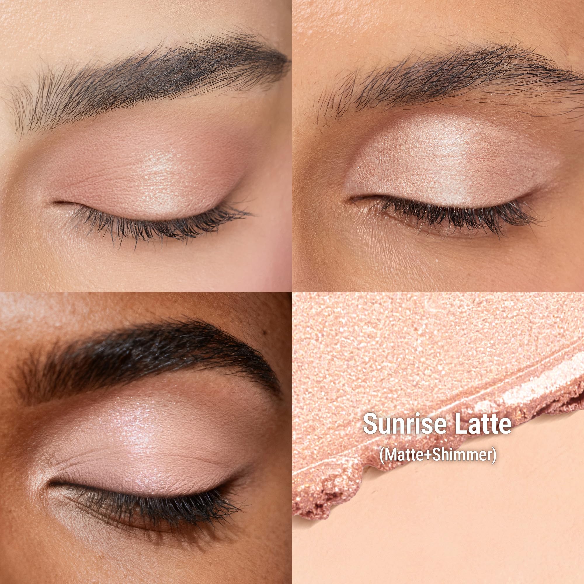 Exmiloo Eyeshadow Stick Sunrise Latte, embout nacré pour un regard lumineux et polyvalent.