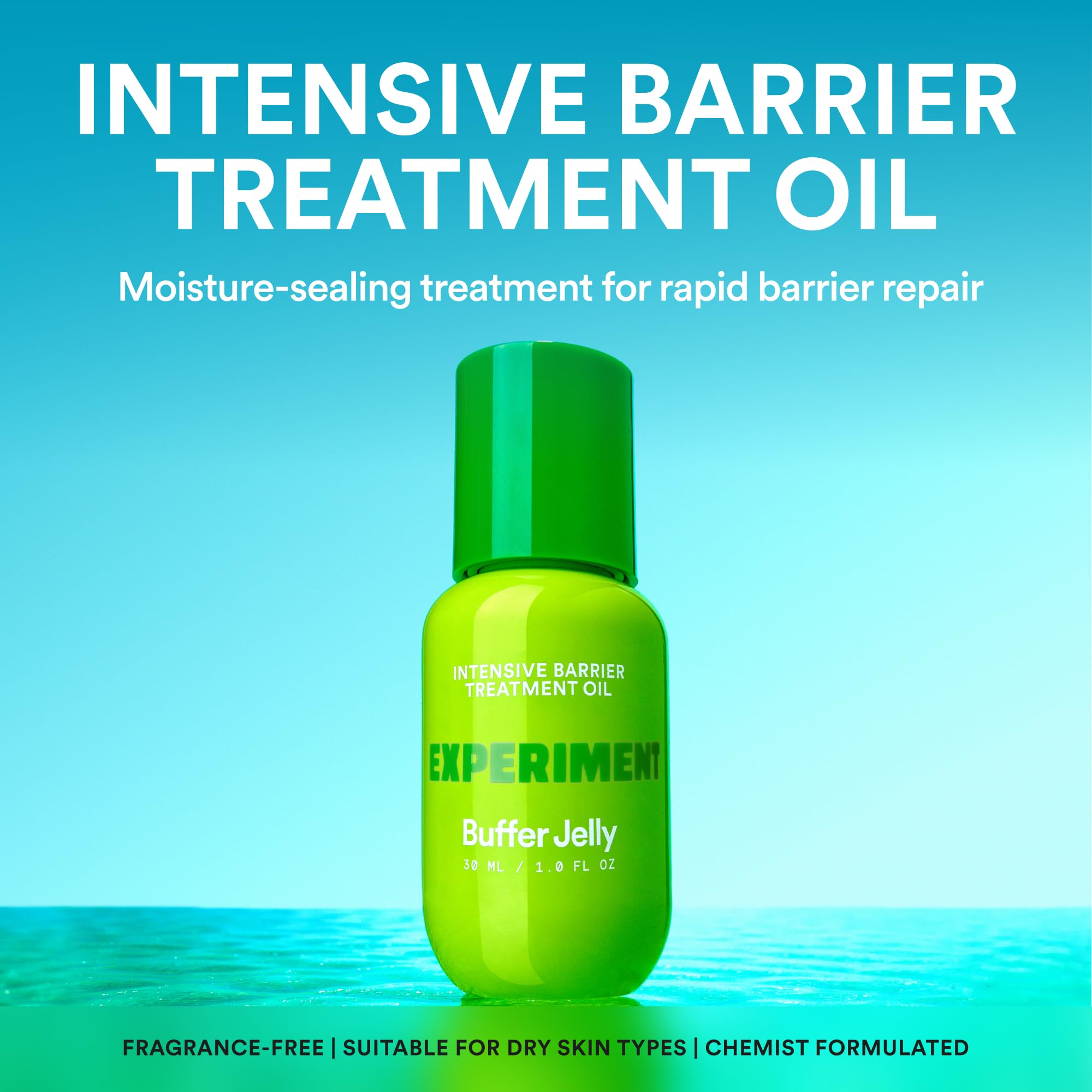 Experiment Buffer Jelly, texture huile-gel offrant un éclat naturel sans fini gras.