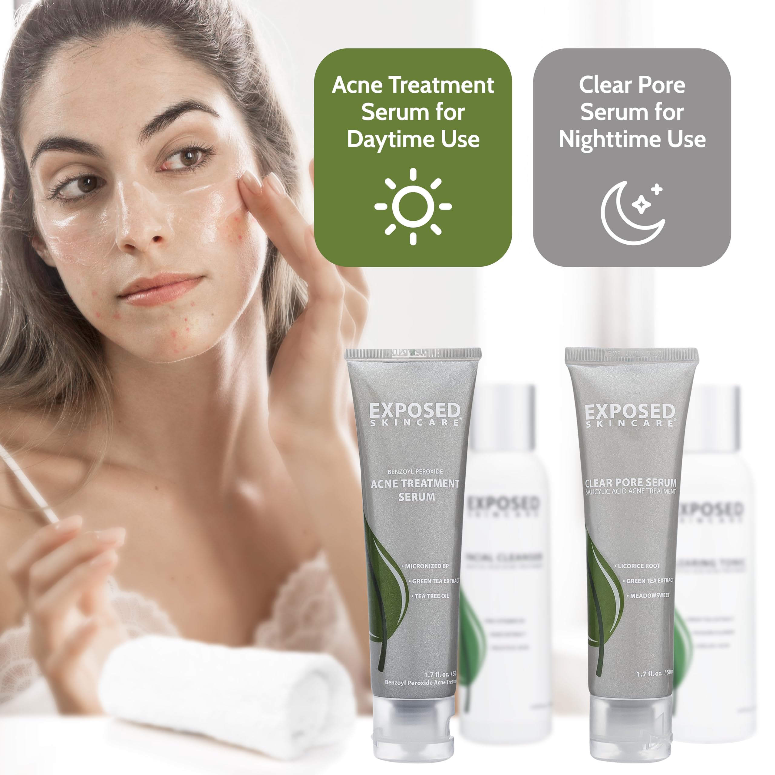 Exposed Skin Care kit texture-creme révèle une crème légère adaptée à tous les types de peau.