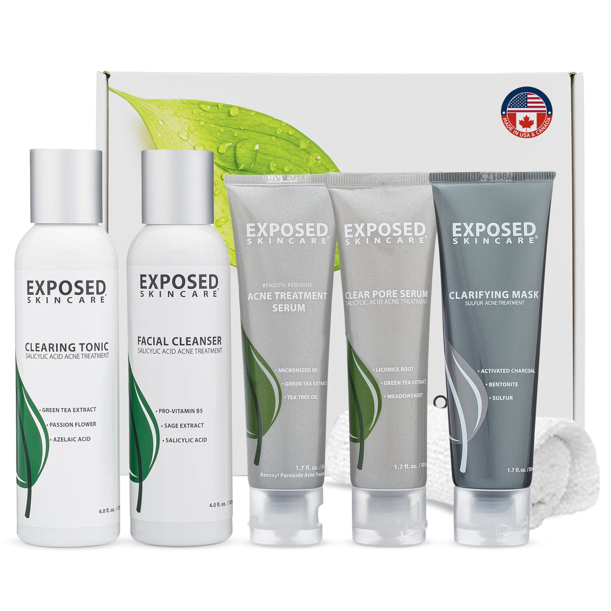 Kit Exposed Skin Care – ensemble complet pour aider à traiter les imperfections.