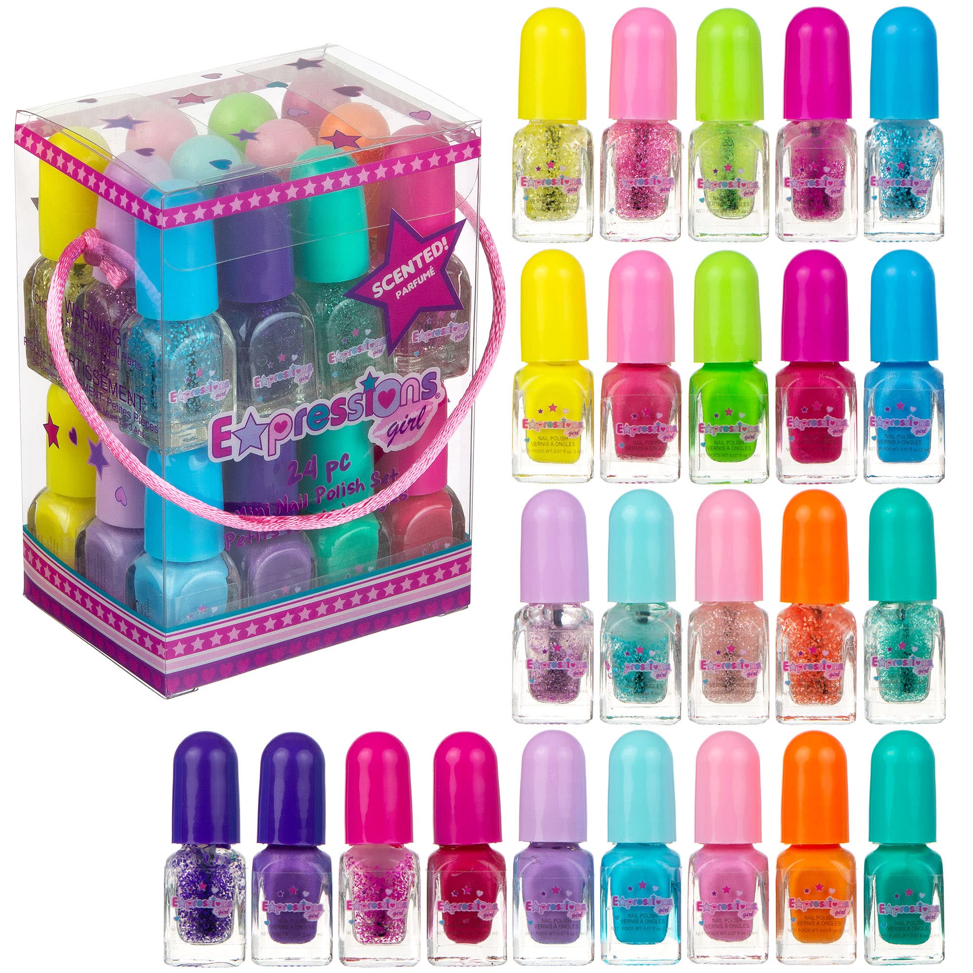 Expressions 24pc scented nail polish case for easy storage and playtime organization.