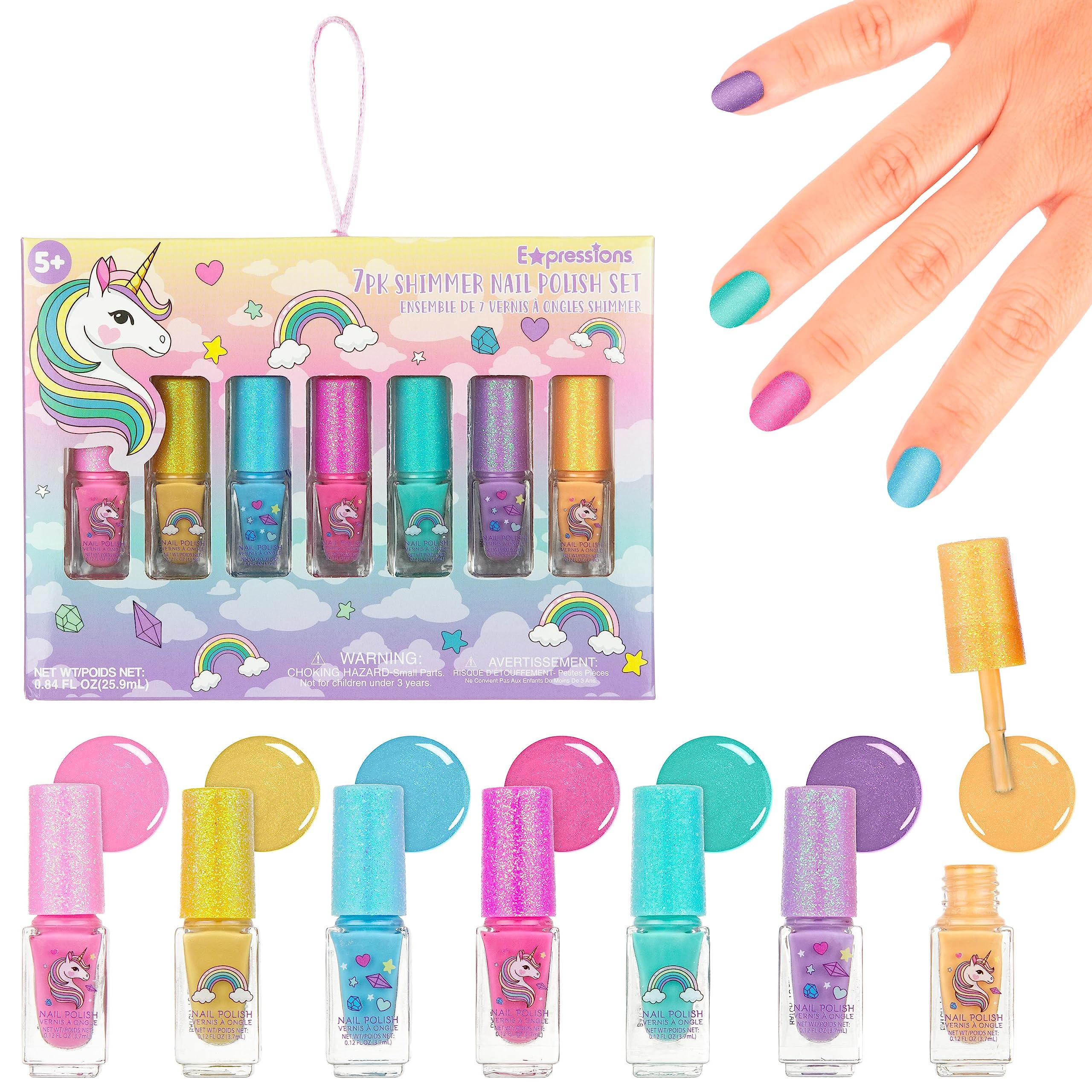 EXPRESSIONS vernis scintillants licorne, cap pailleté; idéal pour un look festif et rapide。