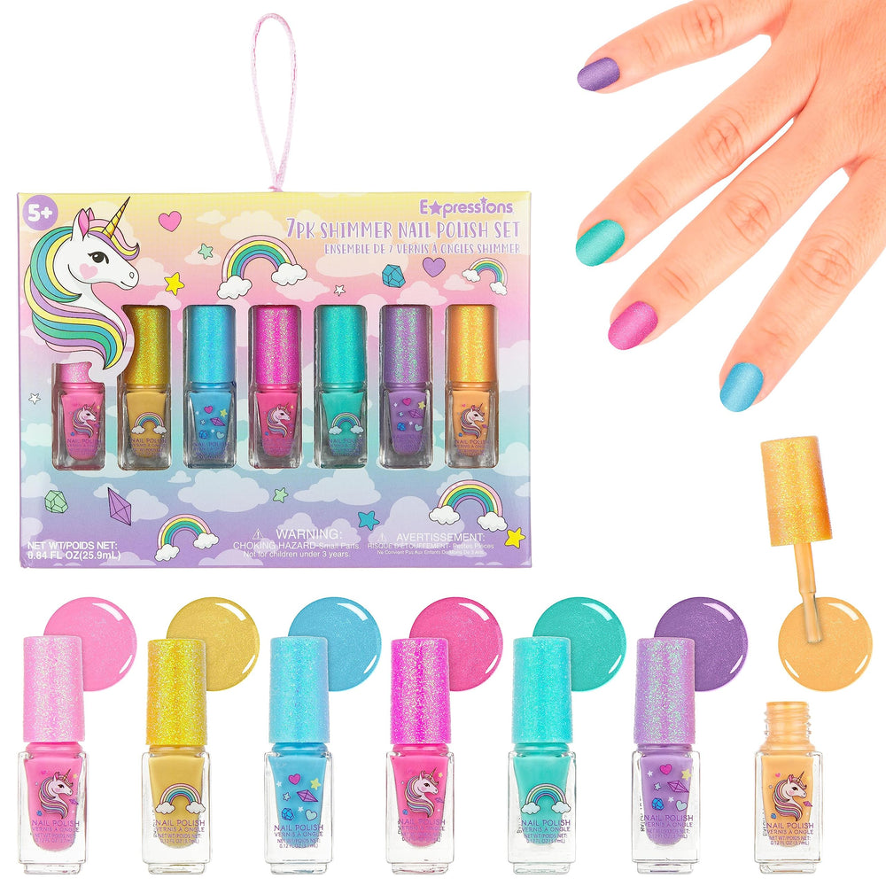EXPRESSIONS vernis scintillants licorne, cap pailleté; idéal pour un look festif et rapide。