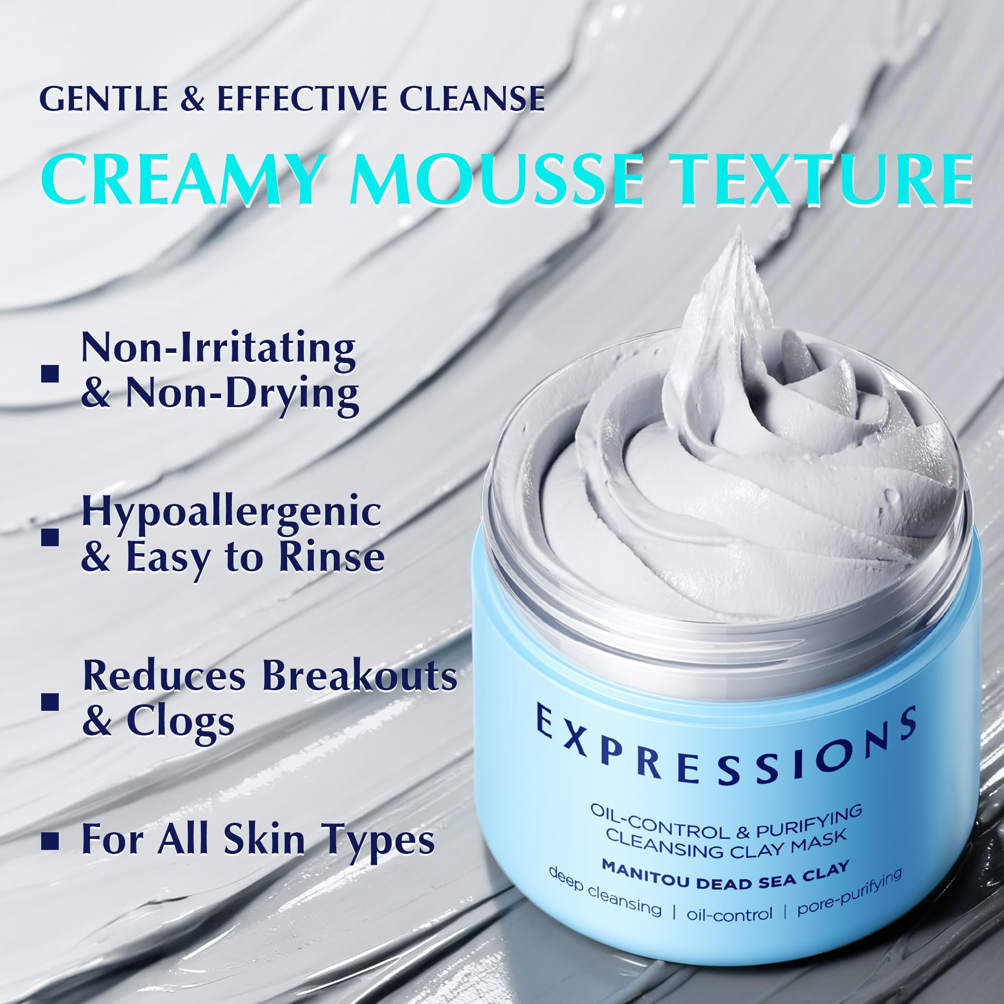 EXPRESSIONS WELLNESS masque argile-visage adapté peaux sensibles.