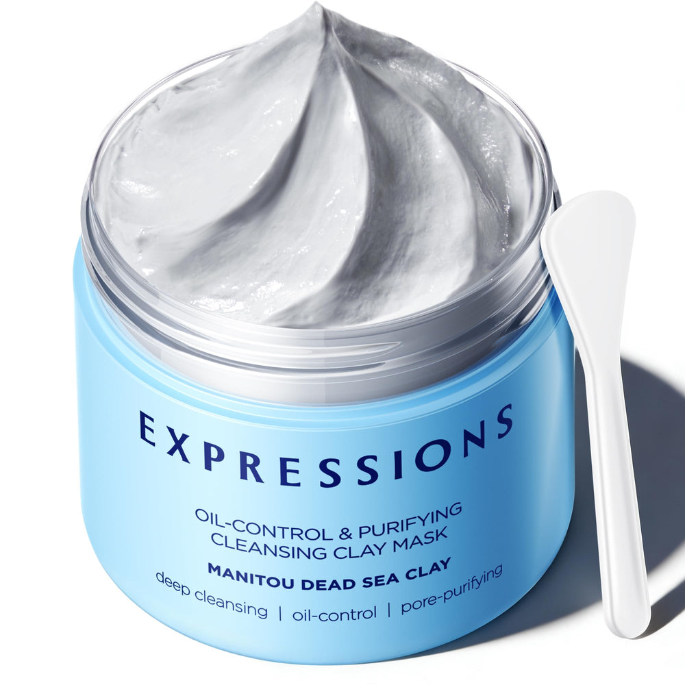 EXPRESSIONS WELLNESS masque argile-visage, pores minimisés, purification en profondeur.