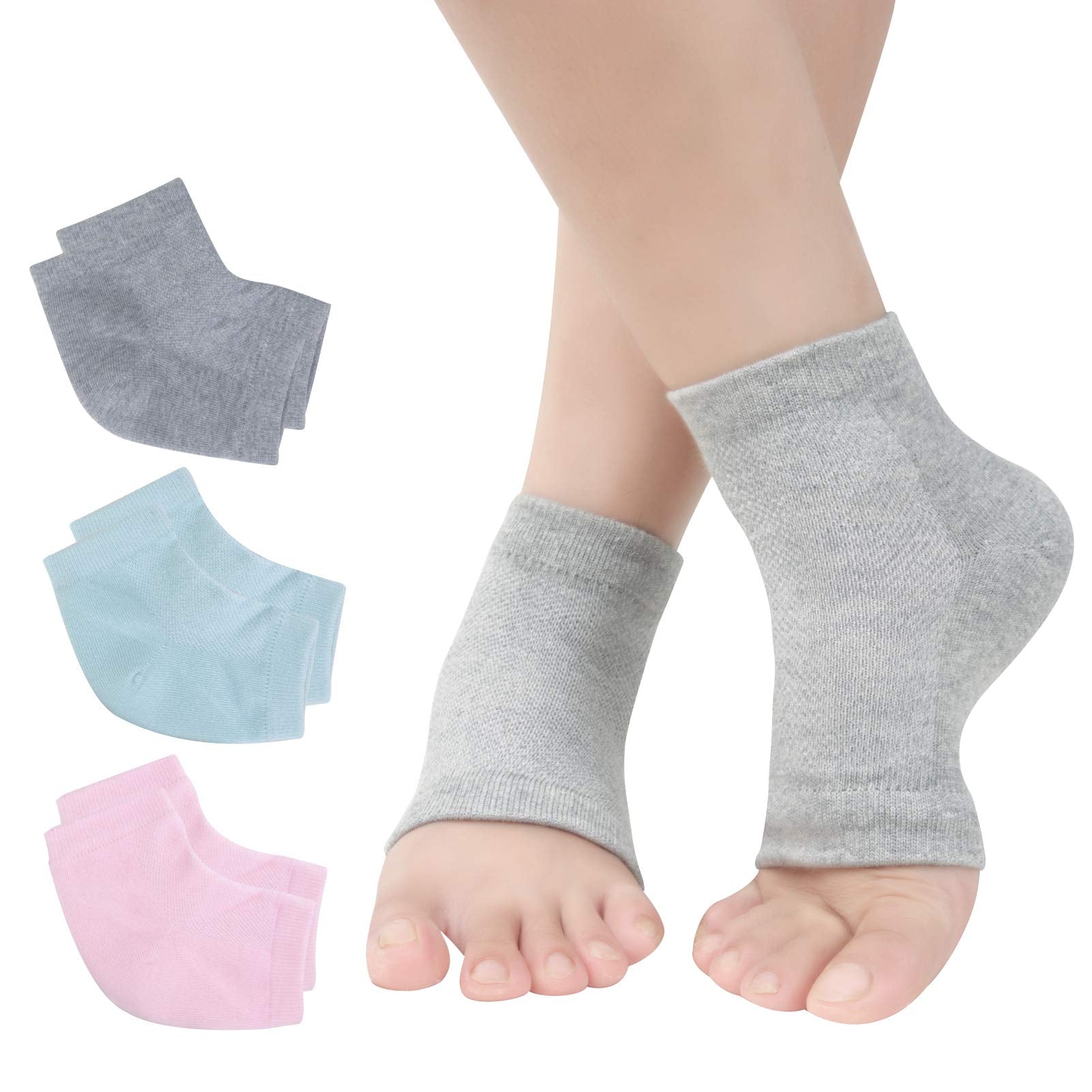 Chaussettes gel talons Exptolii gris, hydratent les talons secs.