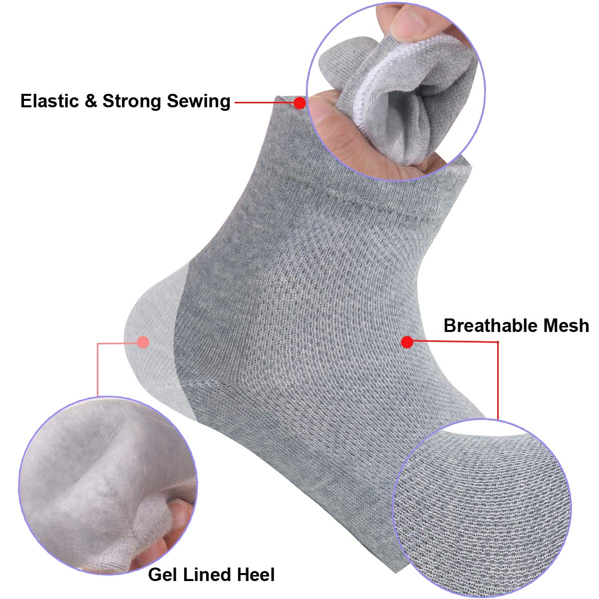 Chaussettes gel talons Exptolii vert, design ouvert pour confort.