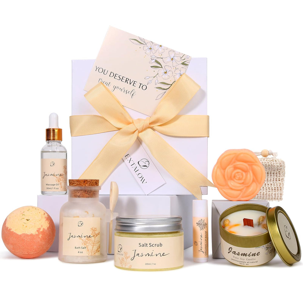 EXTALOW coffret spa Jasmine dans une boîte cadeau élégante pour moments de détente à la maison.