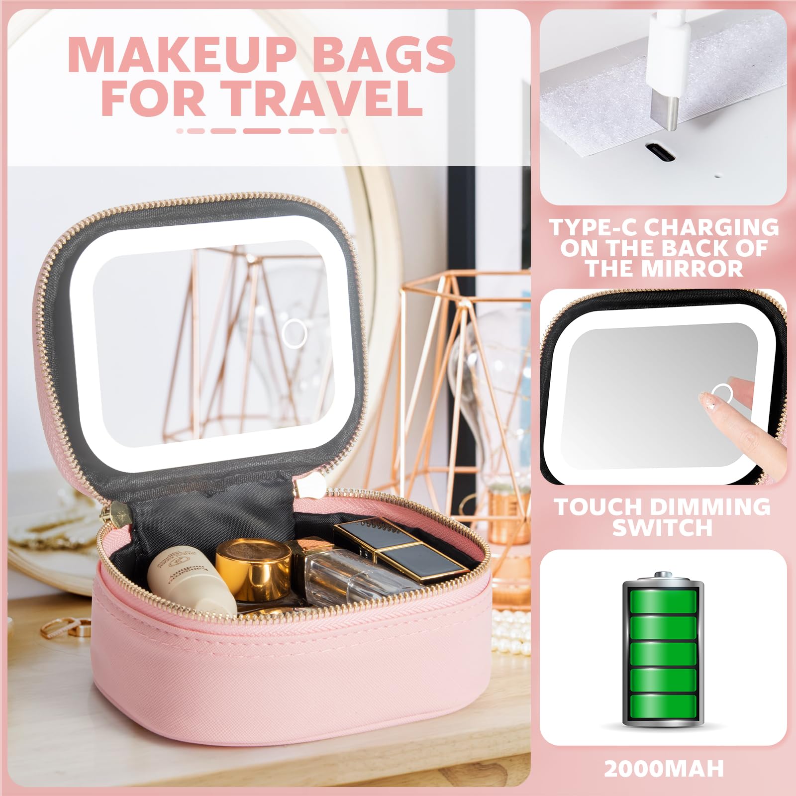 Miroir amovible Extrei Gent, parfaite lumière pour maquillage en déplacement.