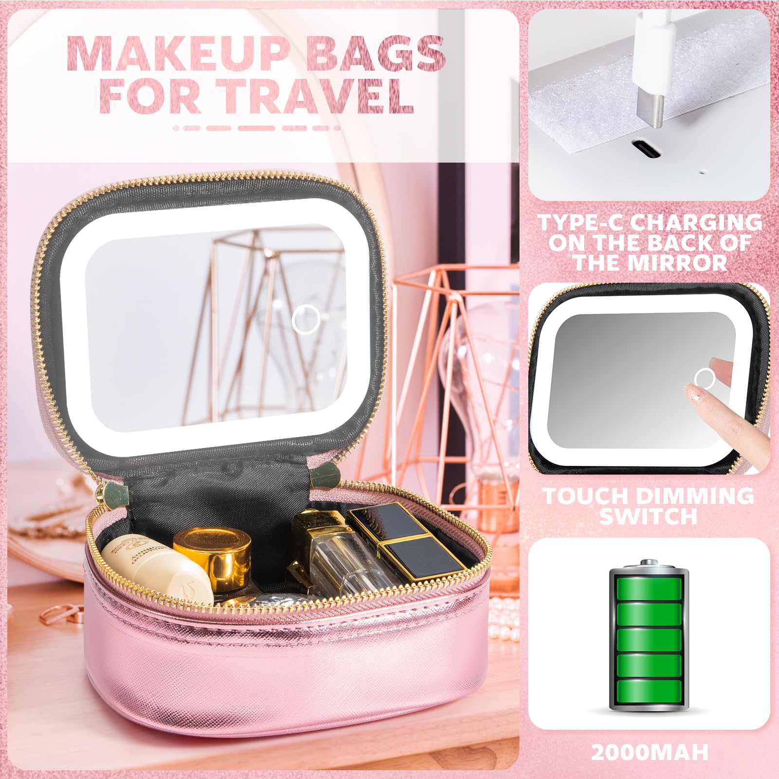 Extrei Gent trousse maquillage cuir PU imperméable et facile à nettoyer.