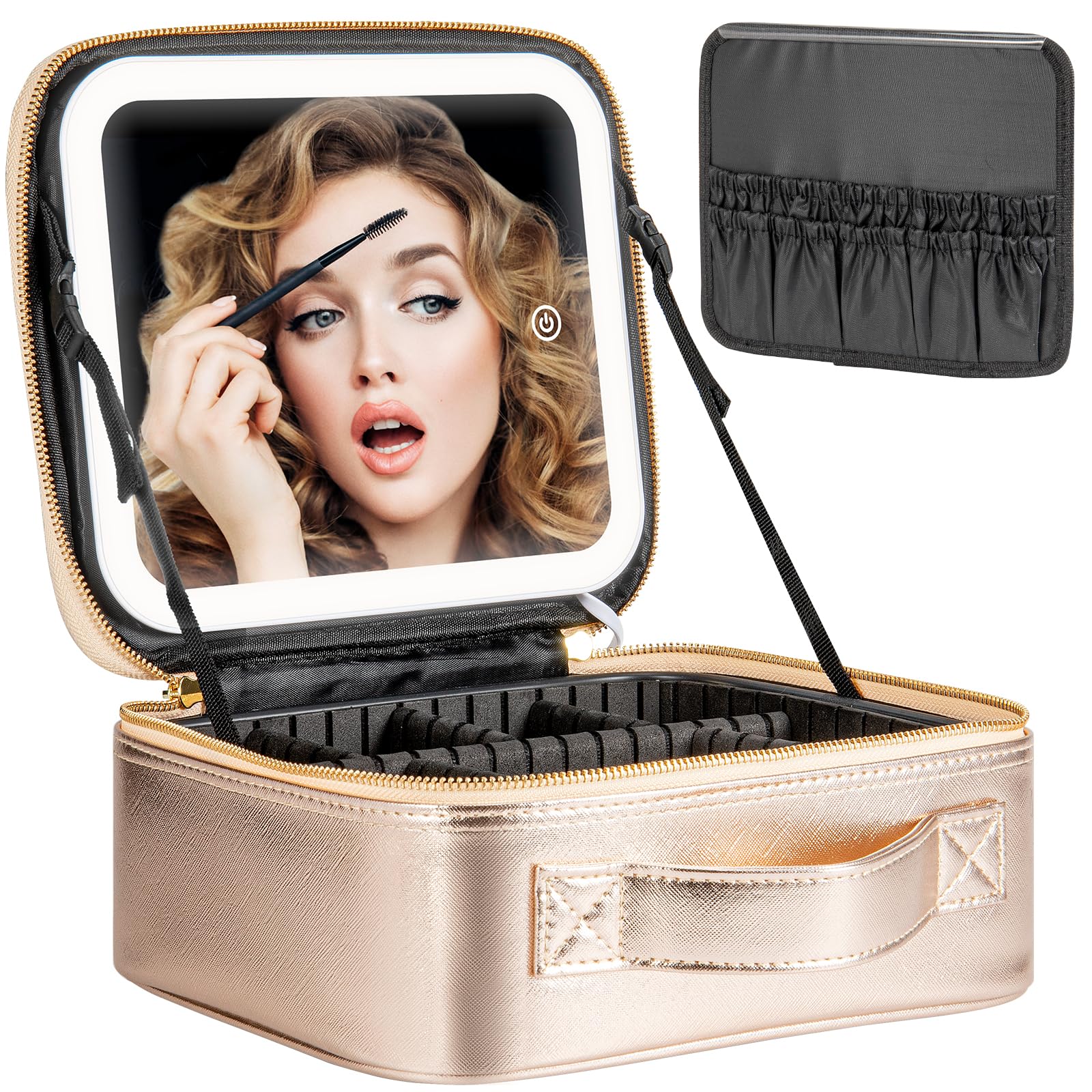 Extrei Gent mallette maquillage avec miroir LED, vue d’ensemble et design élégant