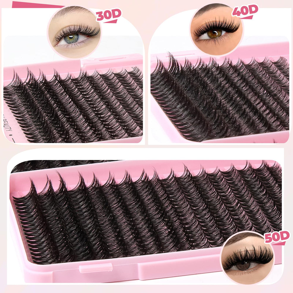 EXXBYE Wispy Lash Clusters – 40D, 200 pièces pour un effet évasé et précis