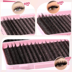 EXXBYE Wispy Lash Clusters – 40D, 200 pièces pour un effet évasé et précis